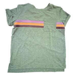 Athleta Girl Gray Short Short Sleeve Tee with Stripes M